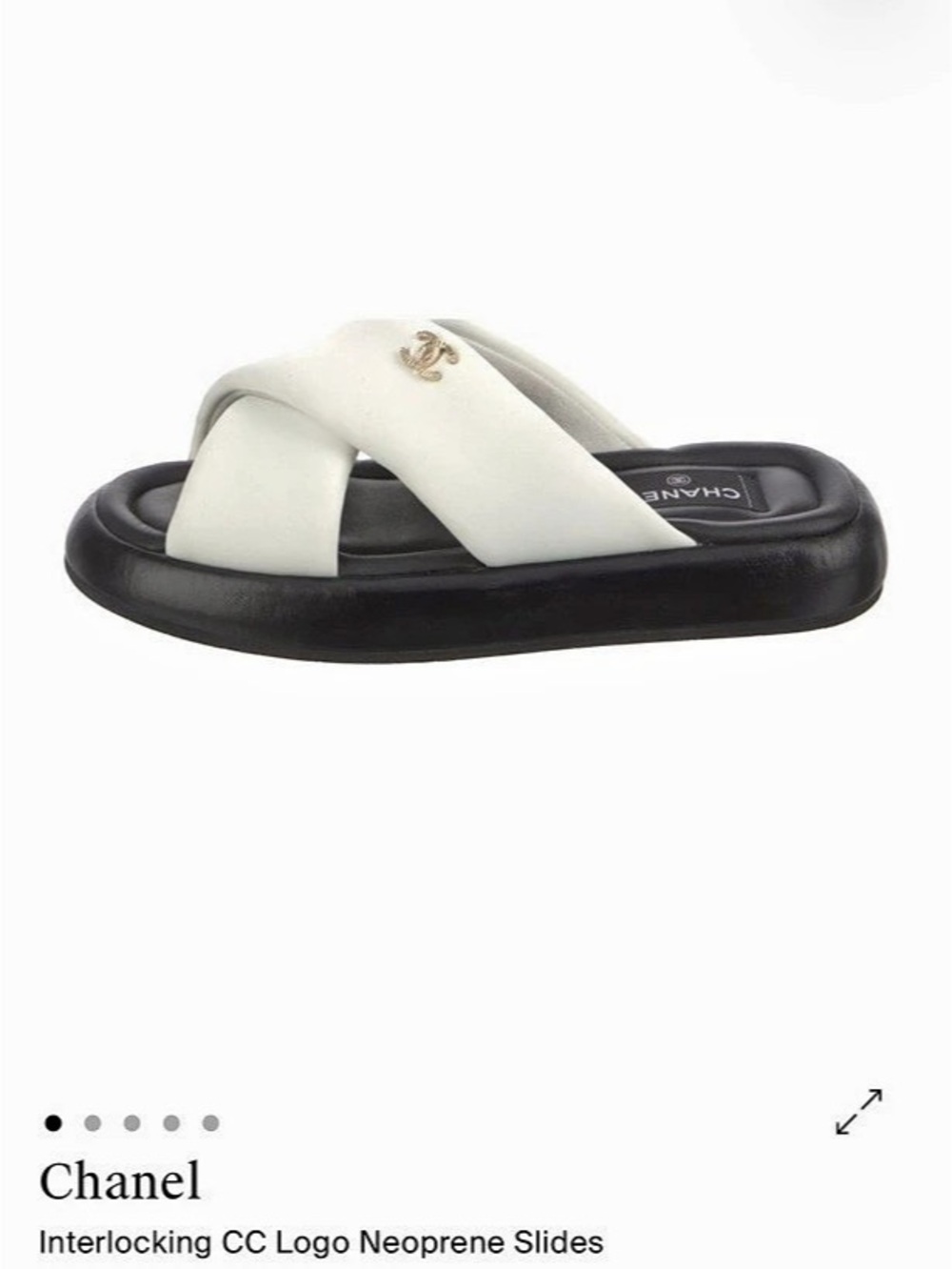 Chanel Interlocking CC Logo Neoprene Slides Black & White US 9
